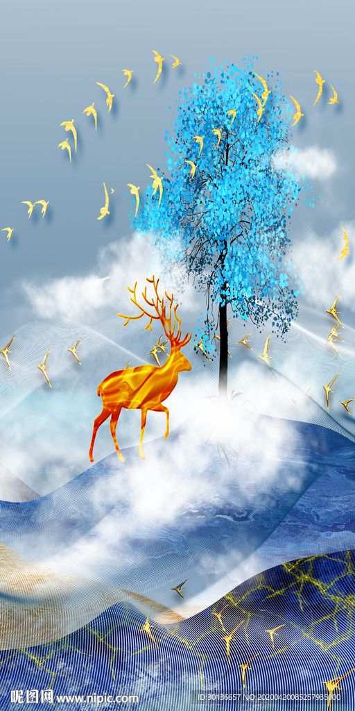 高清 轻奢玄关画 TIF分层