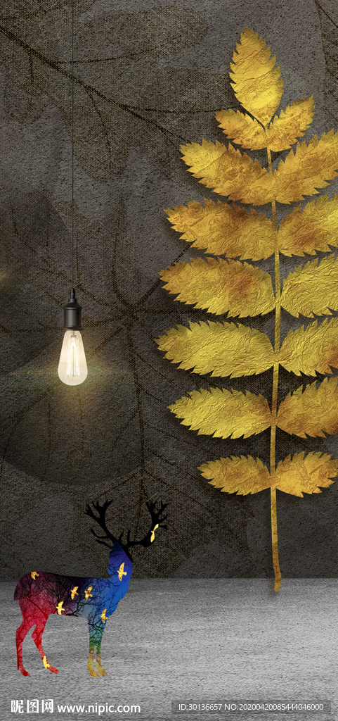 金叶家装玄关画 TIF分层