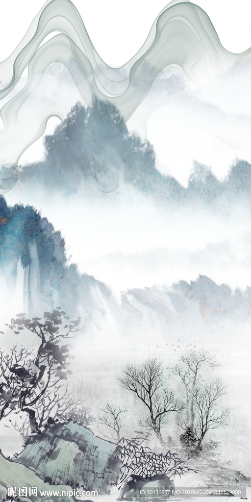 山水家装玄关画 TIF分层