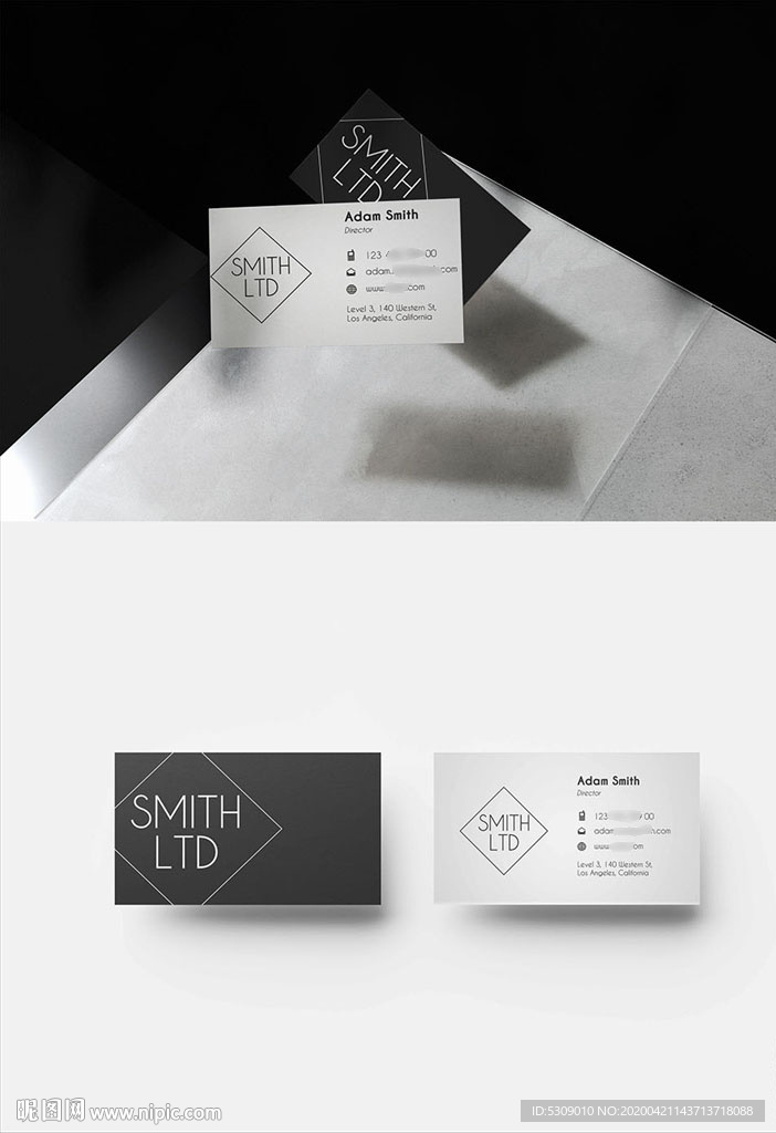 极简创意时尚黑白商务名片设计