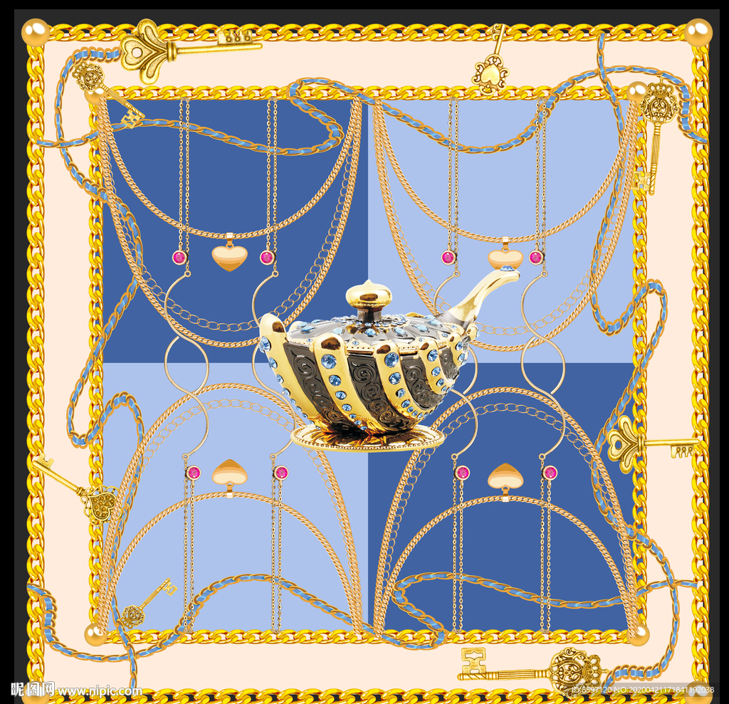 复古丝巾图案花型设计