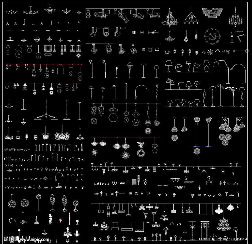 室内灯具CAD图纸之一