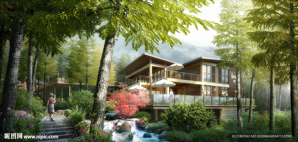 景观效果图山体效果图别墅效果图