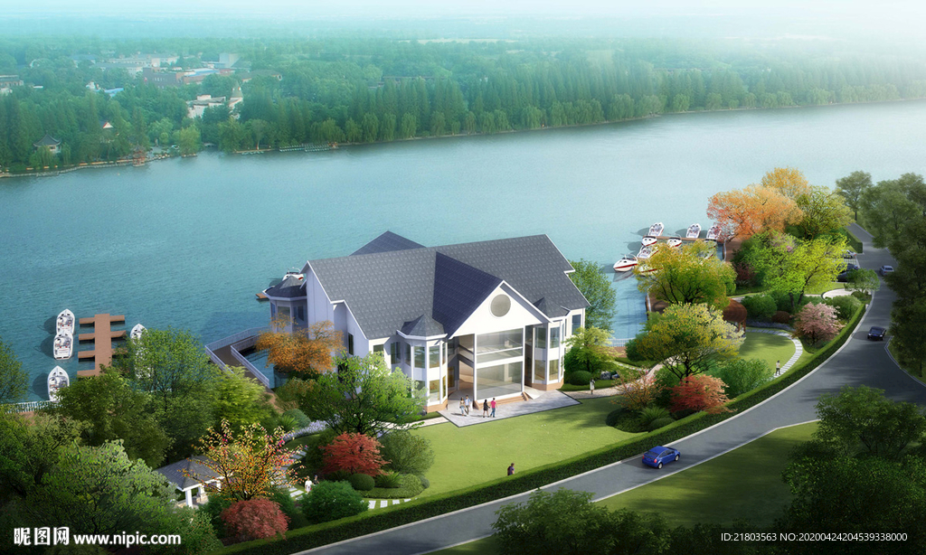 景观效果图河道效果图别墅效果图