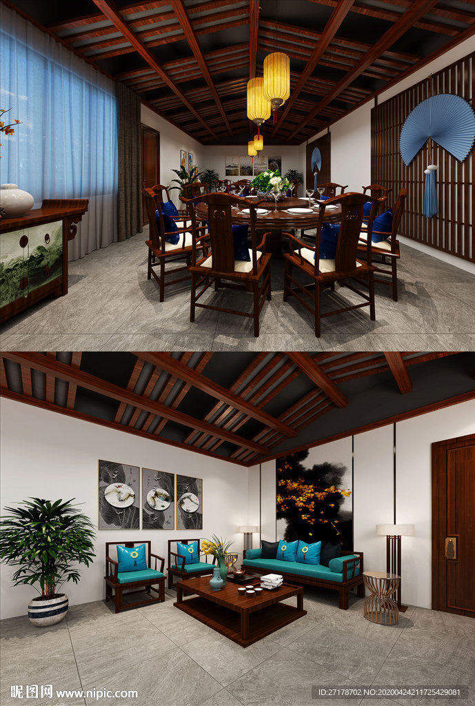 3DMAX 新中式餐厅包间