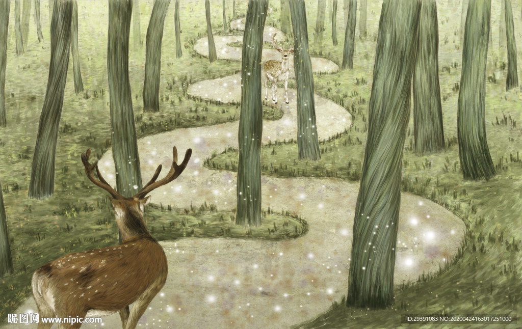 麋鹿森林背景墙