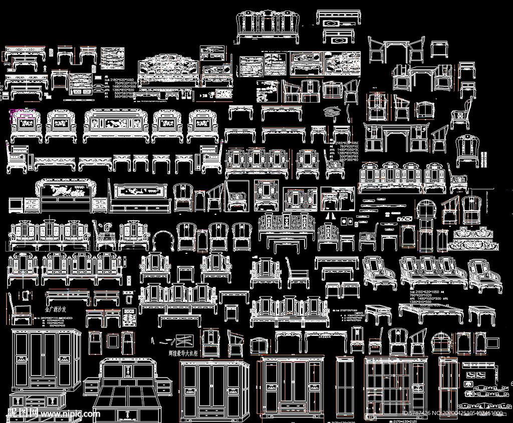 中式家具CAD图库