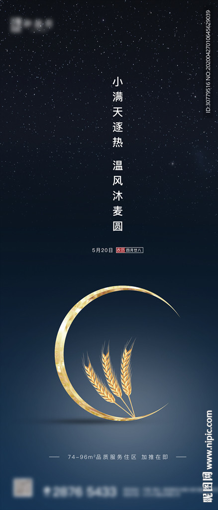 黑金房地产小满节气海报