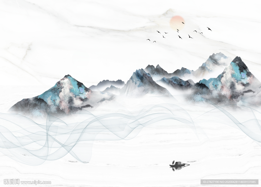 抽象新中式 意境山水 抽象线条