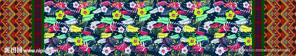 叶子花 民族风 双边 网布