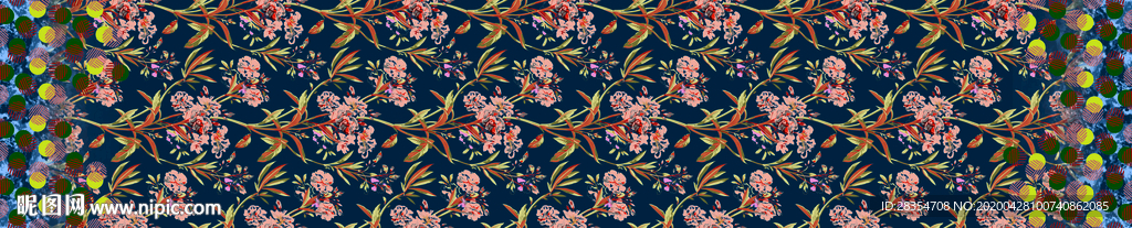 双边 花卉 小碎花 链条 设计