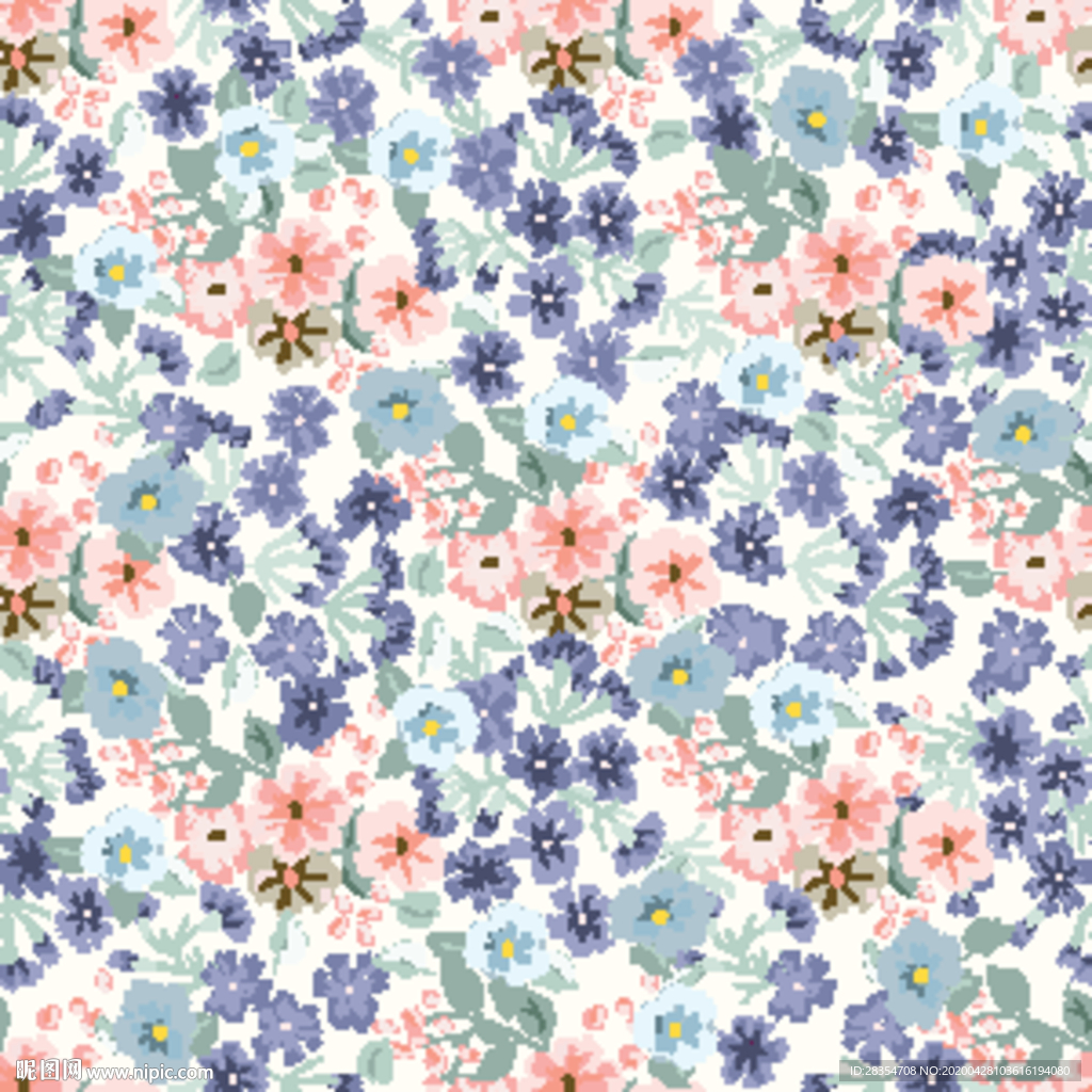 小碎花 叶子花 清新 扎染