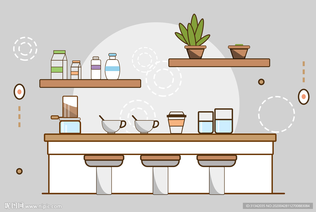 开放式厨房插画