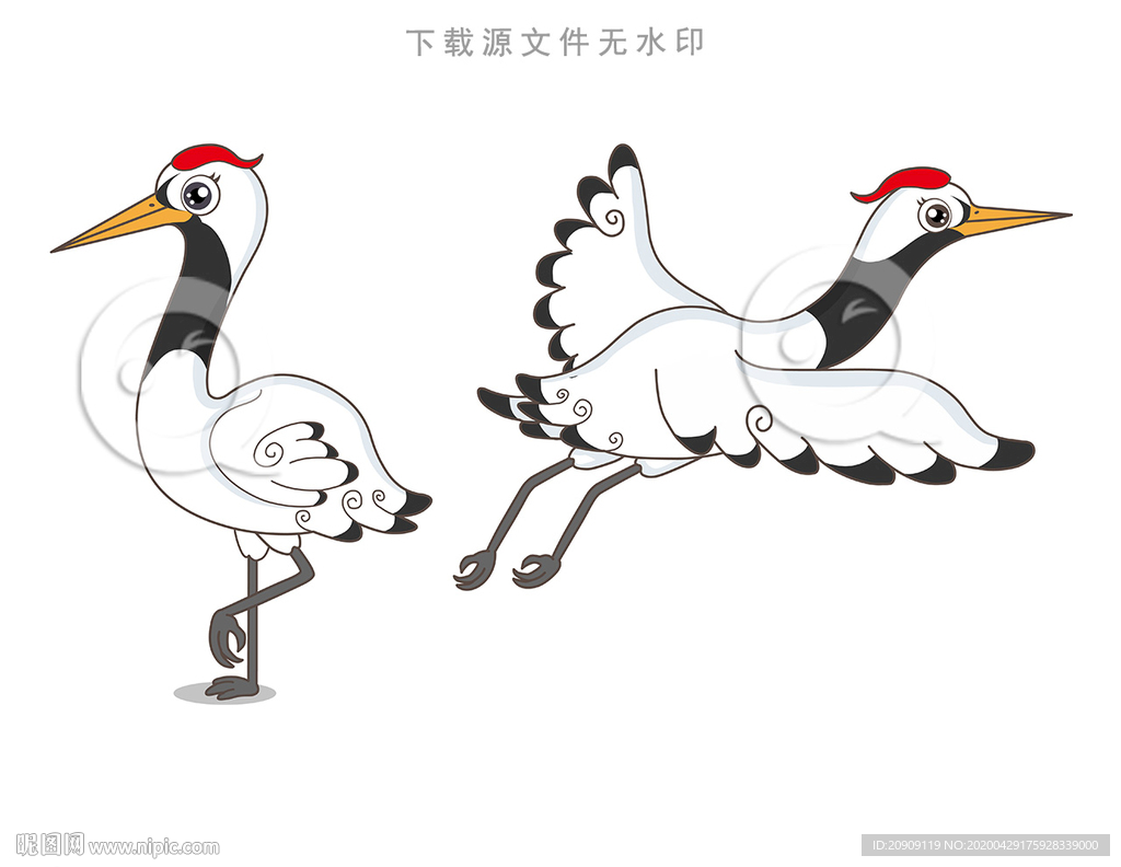 Q版手绘简笔画仙鹤