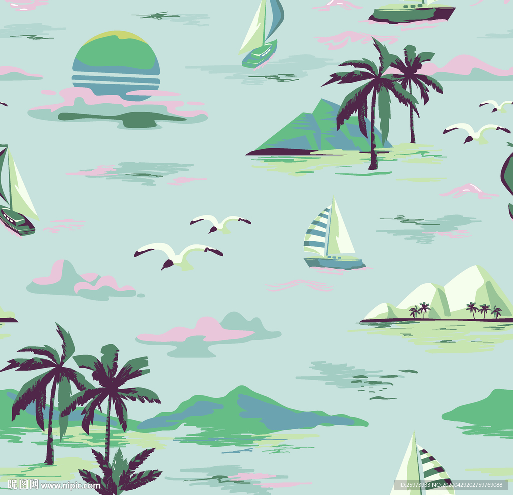 大牌男装 椰树 沙滩 湖水 海