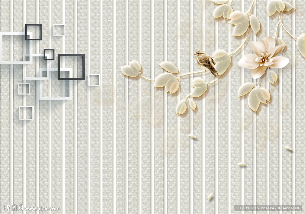 欧式浮雕叶子3D电视背景墙