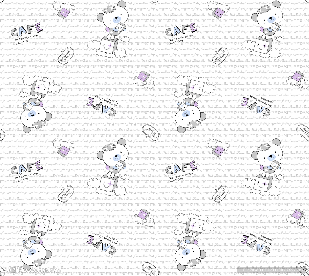 大牌睡衣可爱卡通字母熊图案