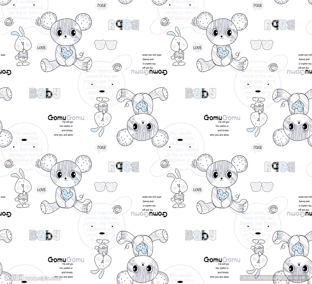 大牌睡衣可爱卡通兔子图案