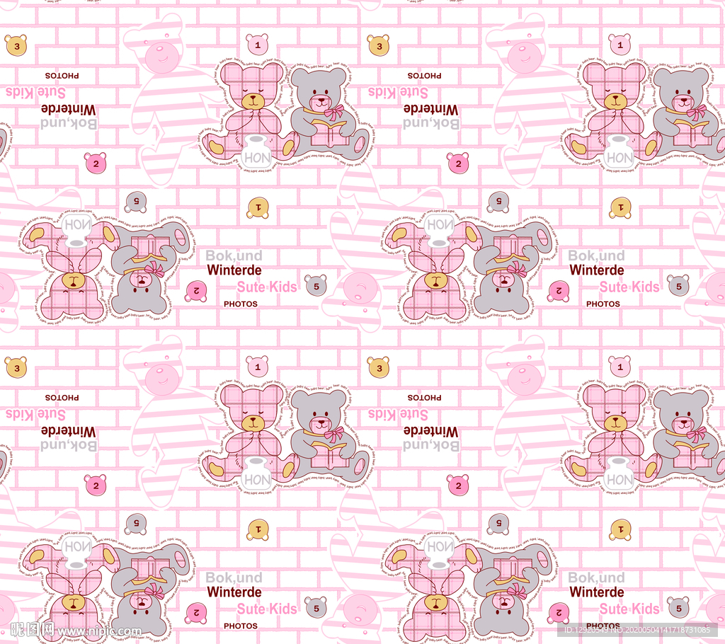 大牌睡衣可爱卡通熊格子图案