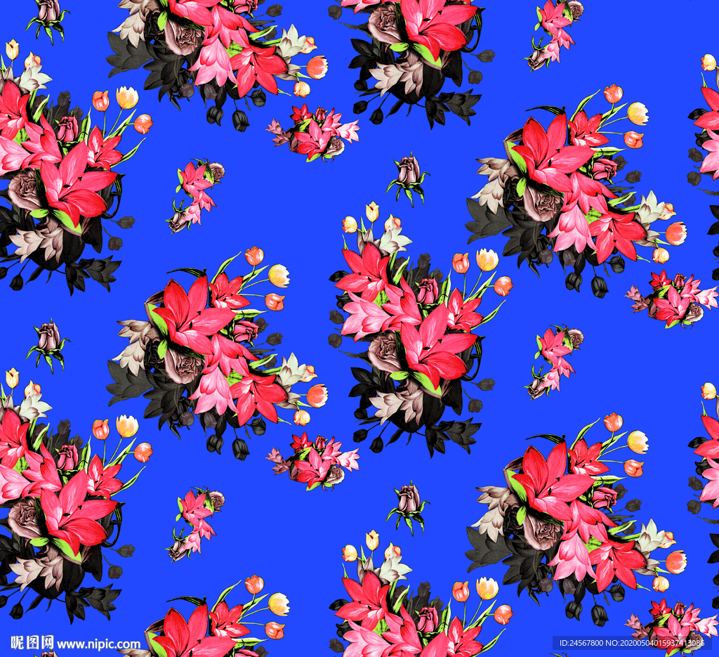 数码印花  手绘花 花朵