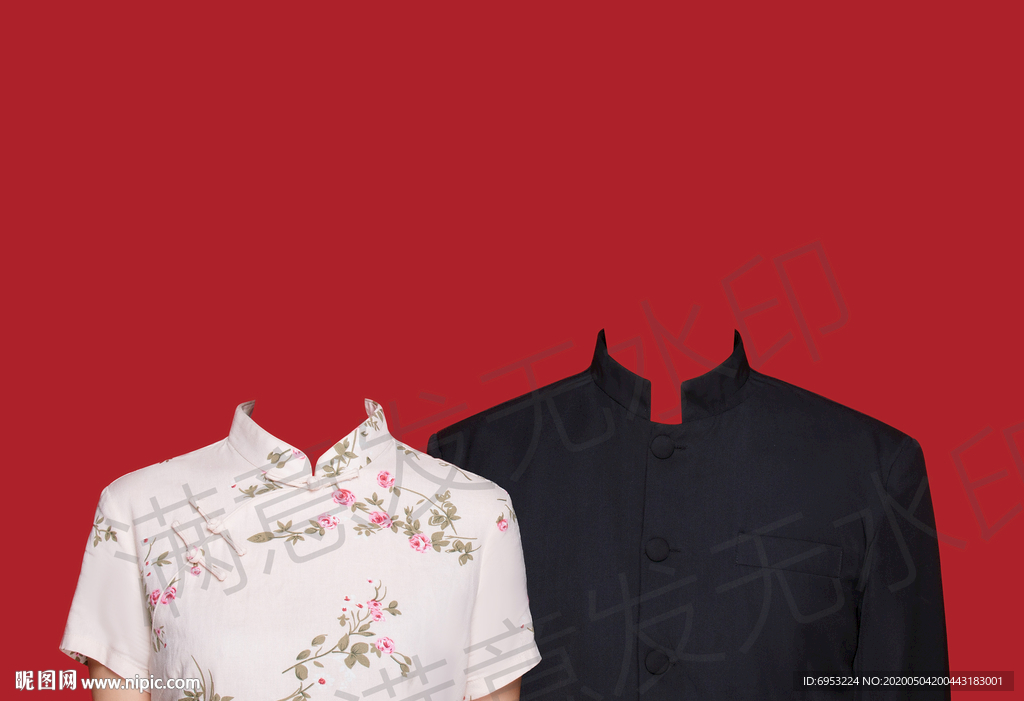 古典民国风结婚证件照模板