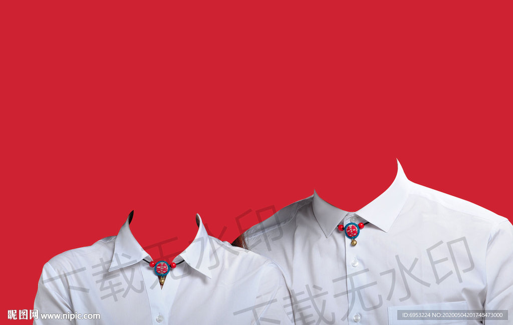 结婚登记照白衬衫