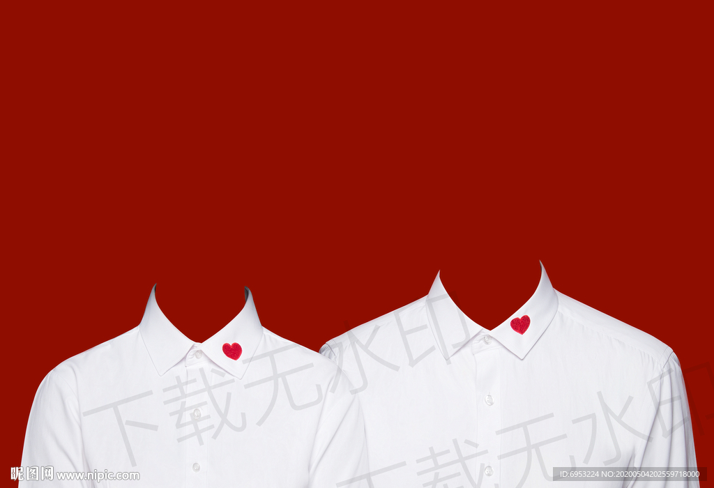 爱心白衬衫结婚登记照