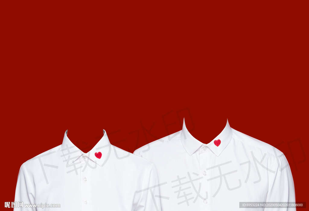 爱心结婚登记照白衬衫