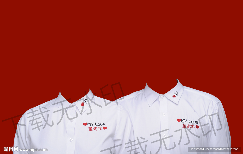 结婚登记照白衬衫