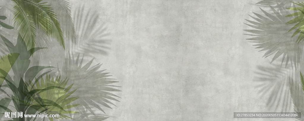 欧式复古雨林西洋画棕榈叶风景背