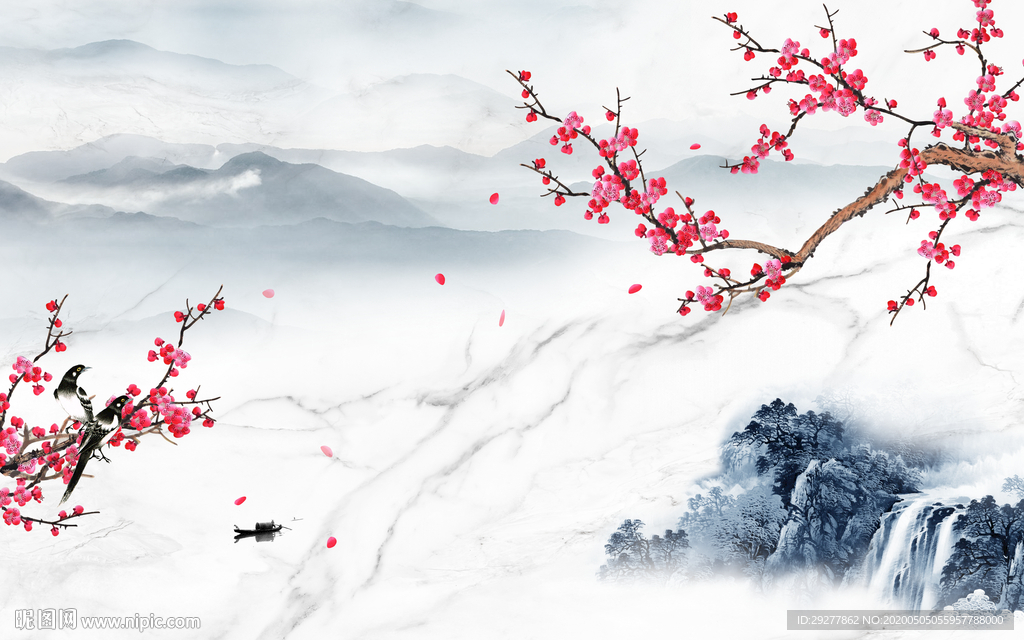 新款简约山水画 TIF分层