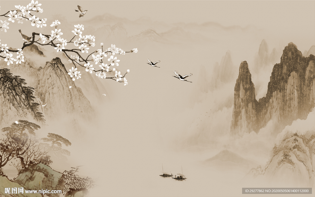 新品简约山水画 TIF分层