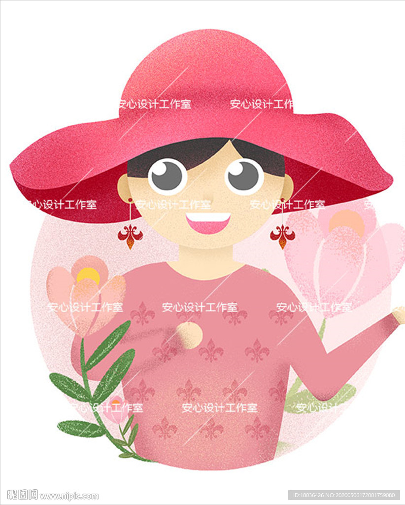 母亲节女性原创Q版手绘卡通人物