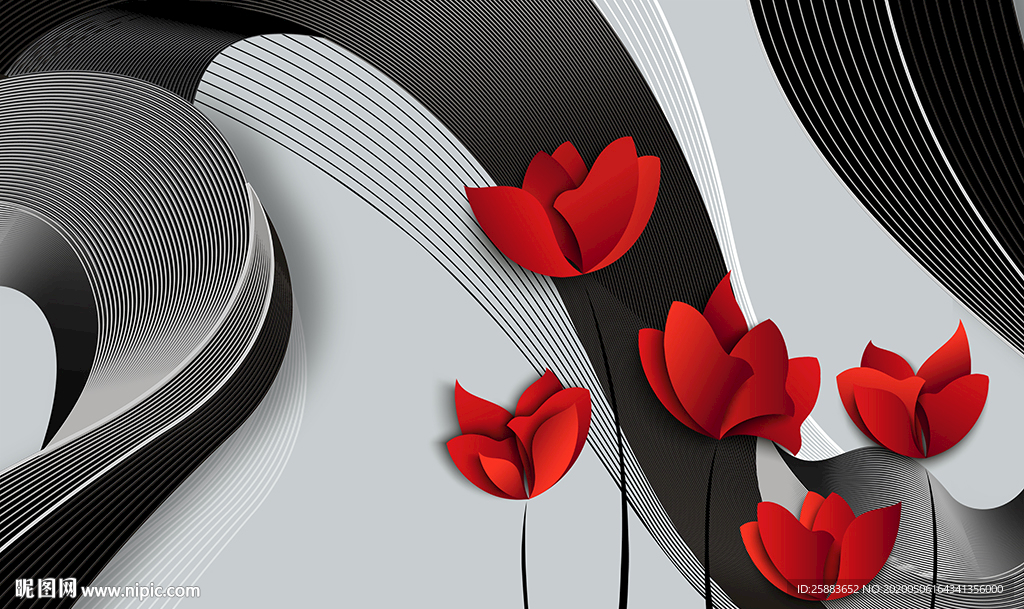 鸿运当头现代电视背景墙