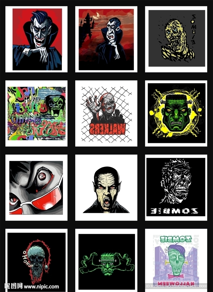 抽象恐怖人头印花