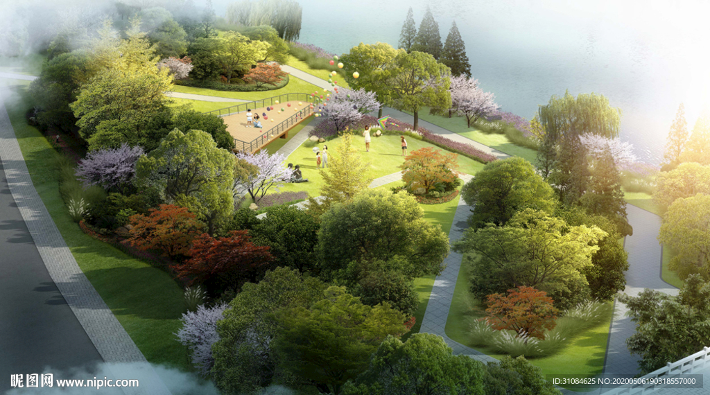 景观效果图环湖效果图公园效果图