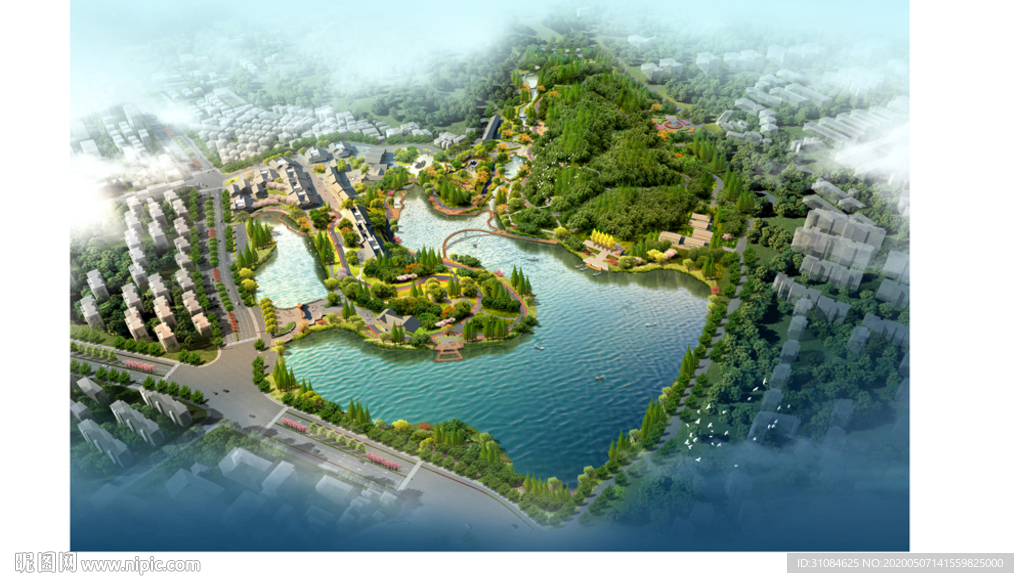 园林景观湿地效果图园林绿化建筑