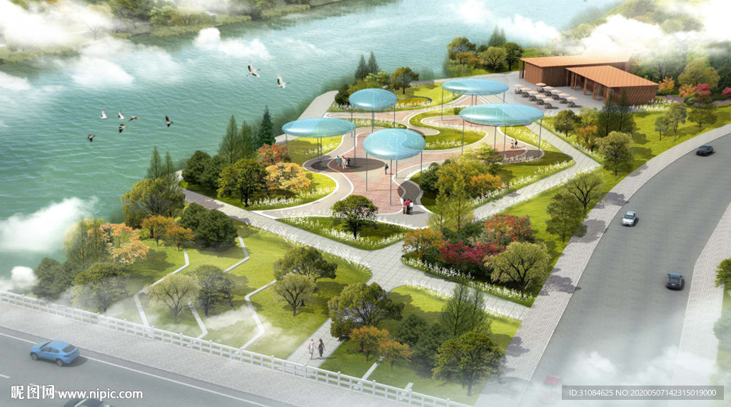 园林景观湿地公园效果图