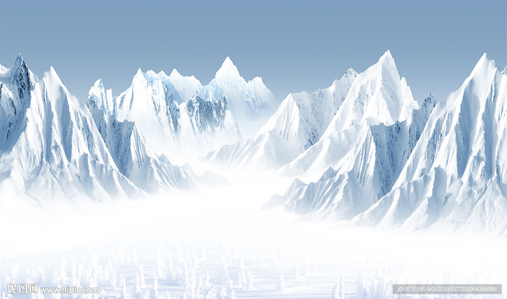 北欧现代轻奢高山雪山唯美背景墙