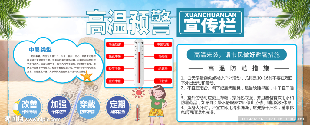 高温预警宣传栏 中暑