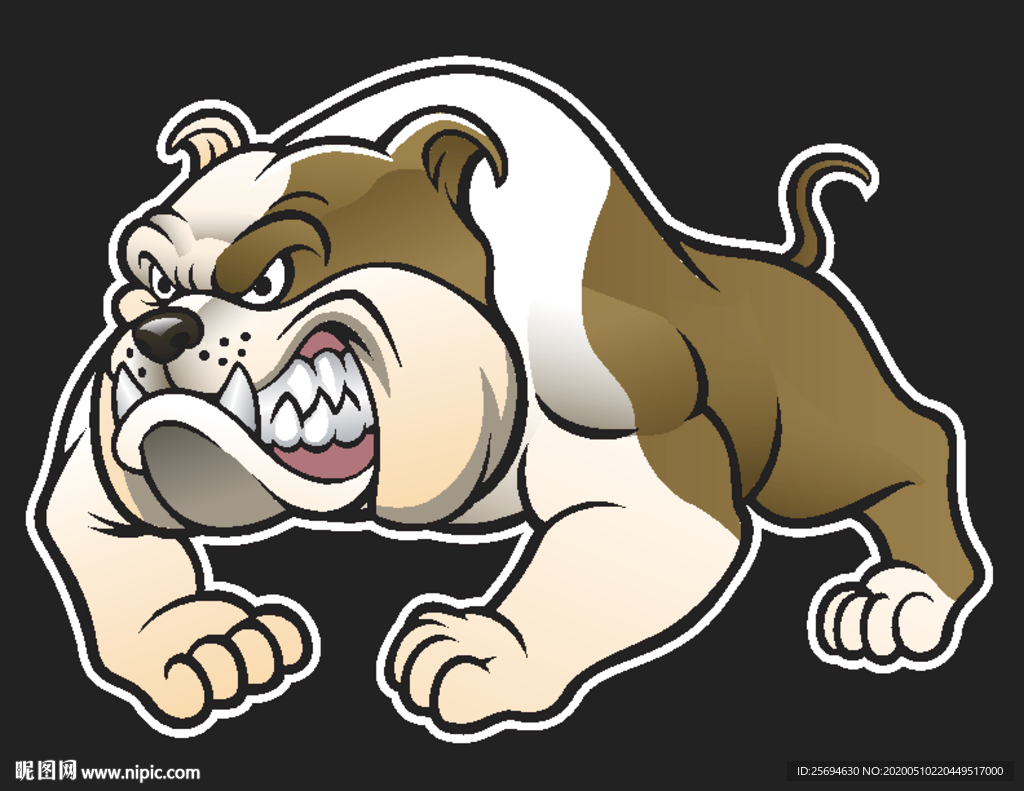 卡通线条发怒法国斗犬LOGO