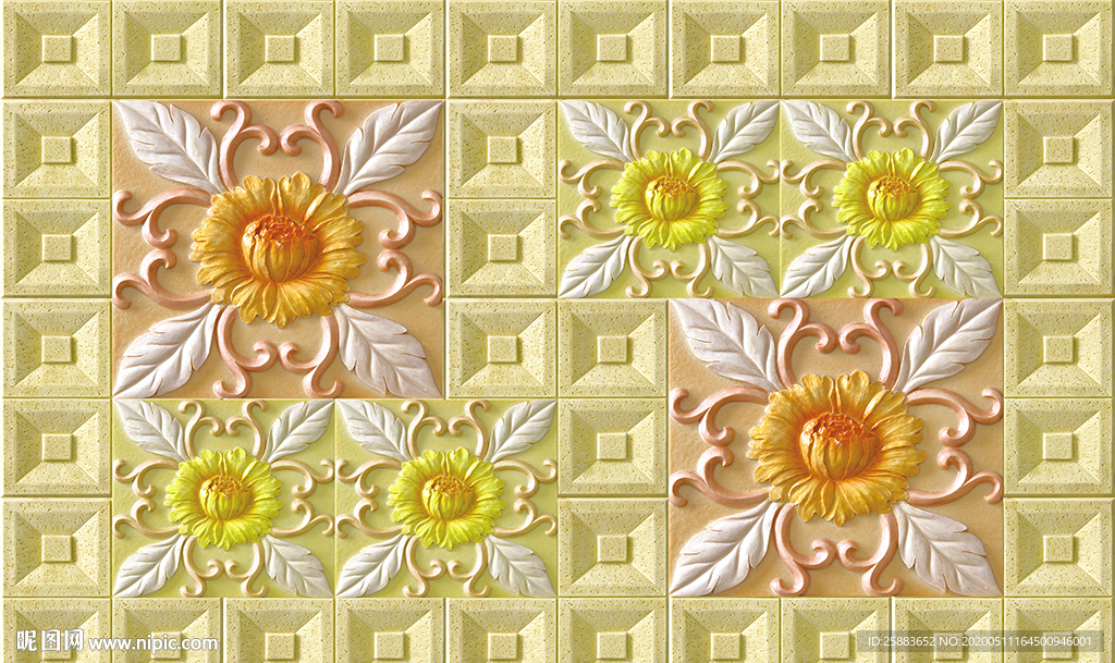 花纹砂岩浮雕软包电视背景墙