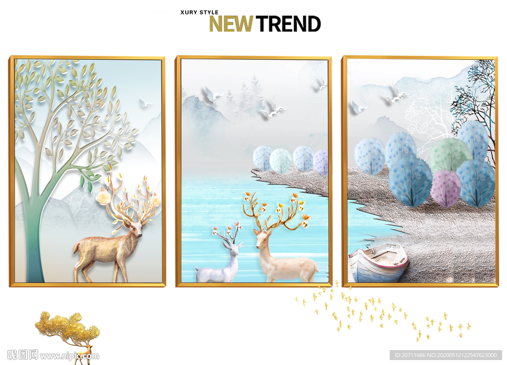 北欧鹿装饰画