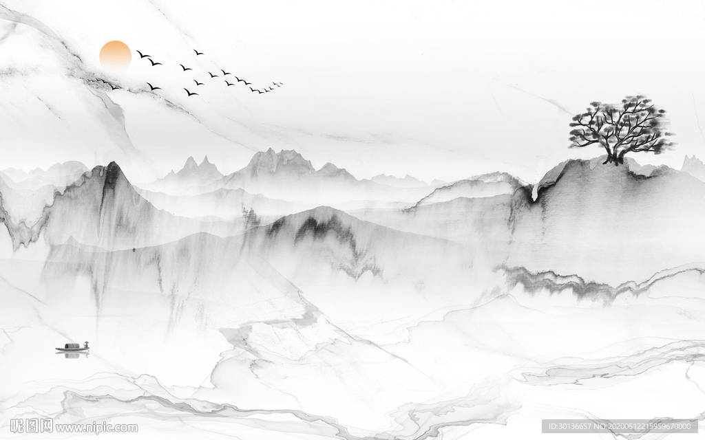 意境高档山水画 TIF分层