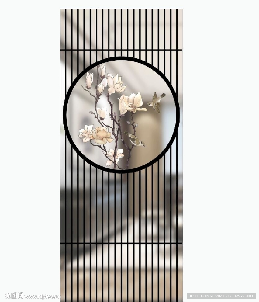 新中式 玉兰鸟 UV高清印刷图