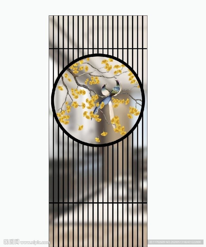 新中式 金杏叶鸟 UV高清印刷