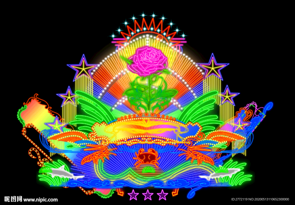 红玫瑰凤屏 招牌灯光广告