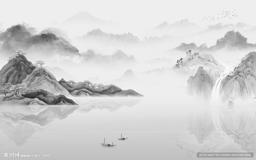 高清 高档山水画 TIF分层