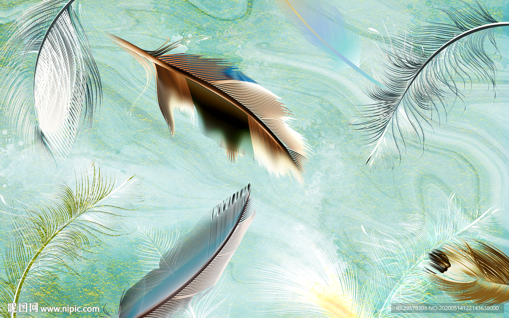 简欧羽毛装饰画 TIF分层