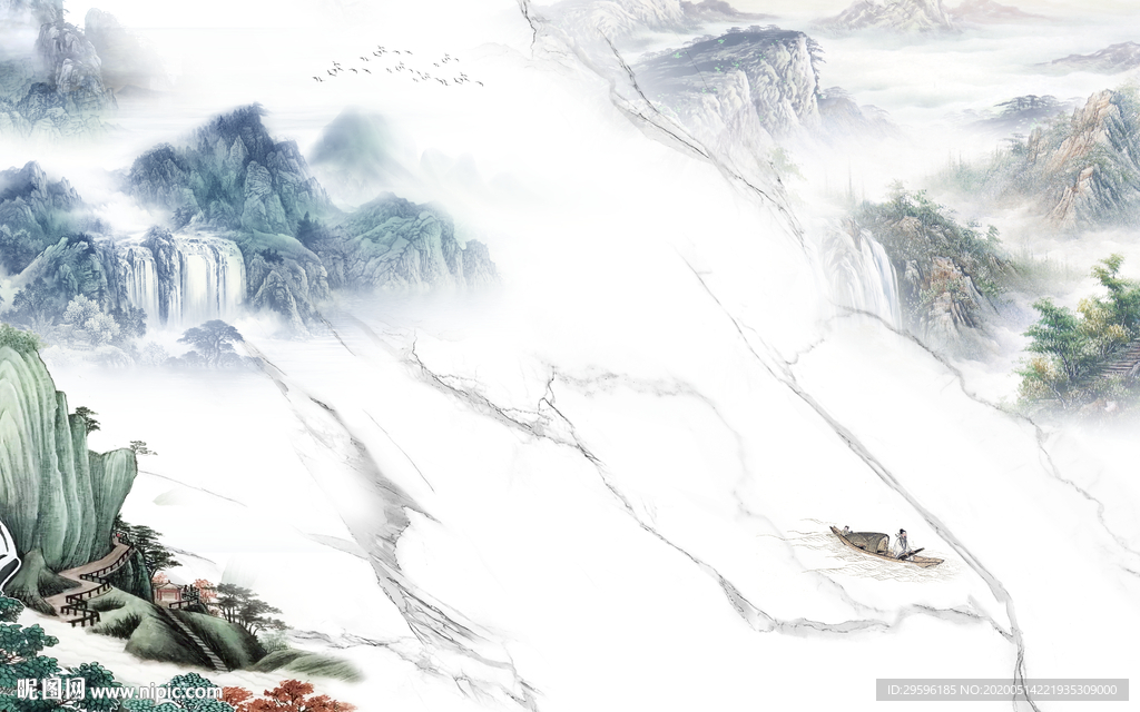 新款轻奢风山水画 tif分层